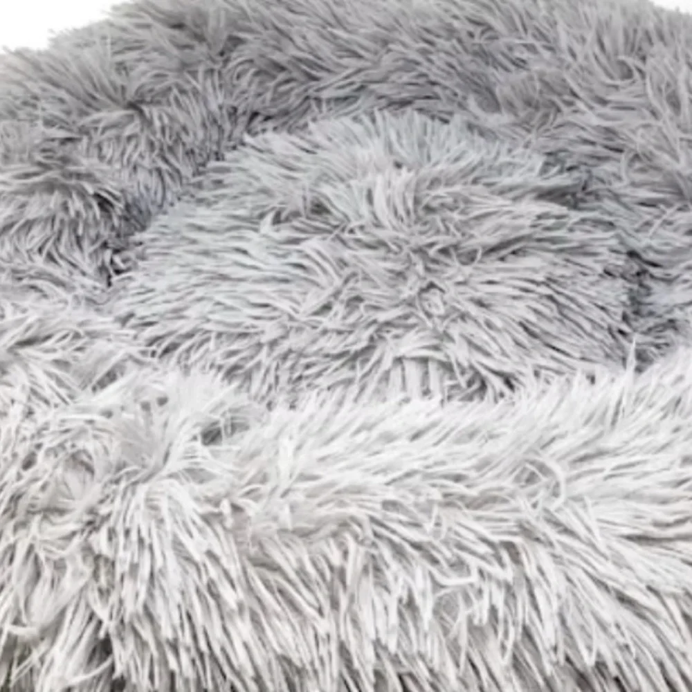 Cat dog round bed indoor resistant bottom calming plush doughnut cushion NWT